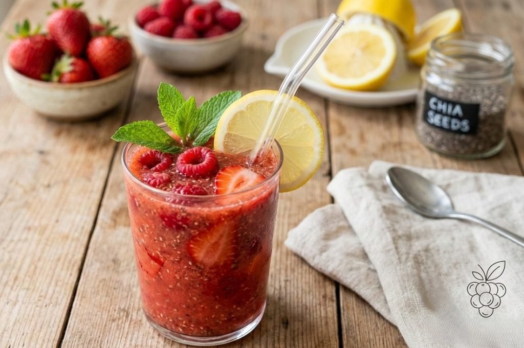 Low Calorie Strawberry Raspberry Chia Lemonade Recipe 1024x681