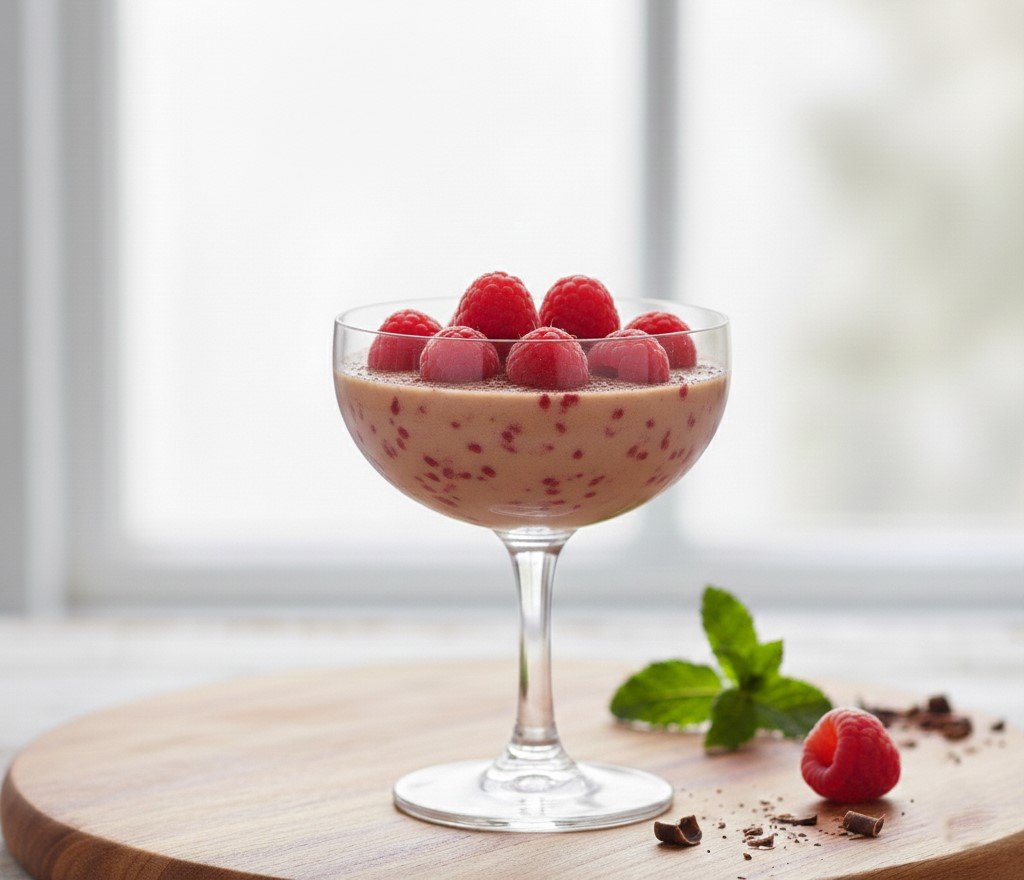 Chocolate and raspberry custards